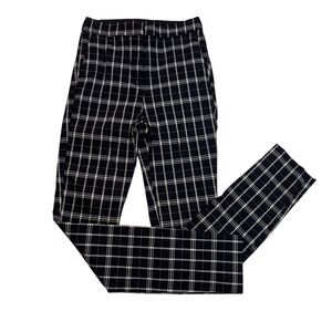 Zara XS Navy Blue Plaid Leggings Skinny Dress Pants